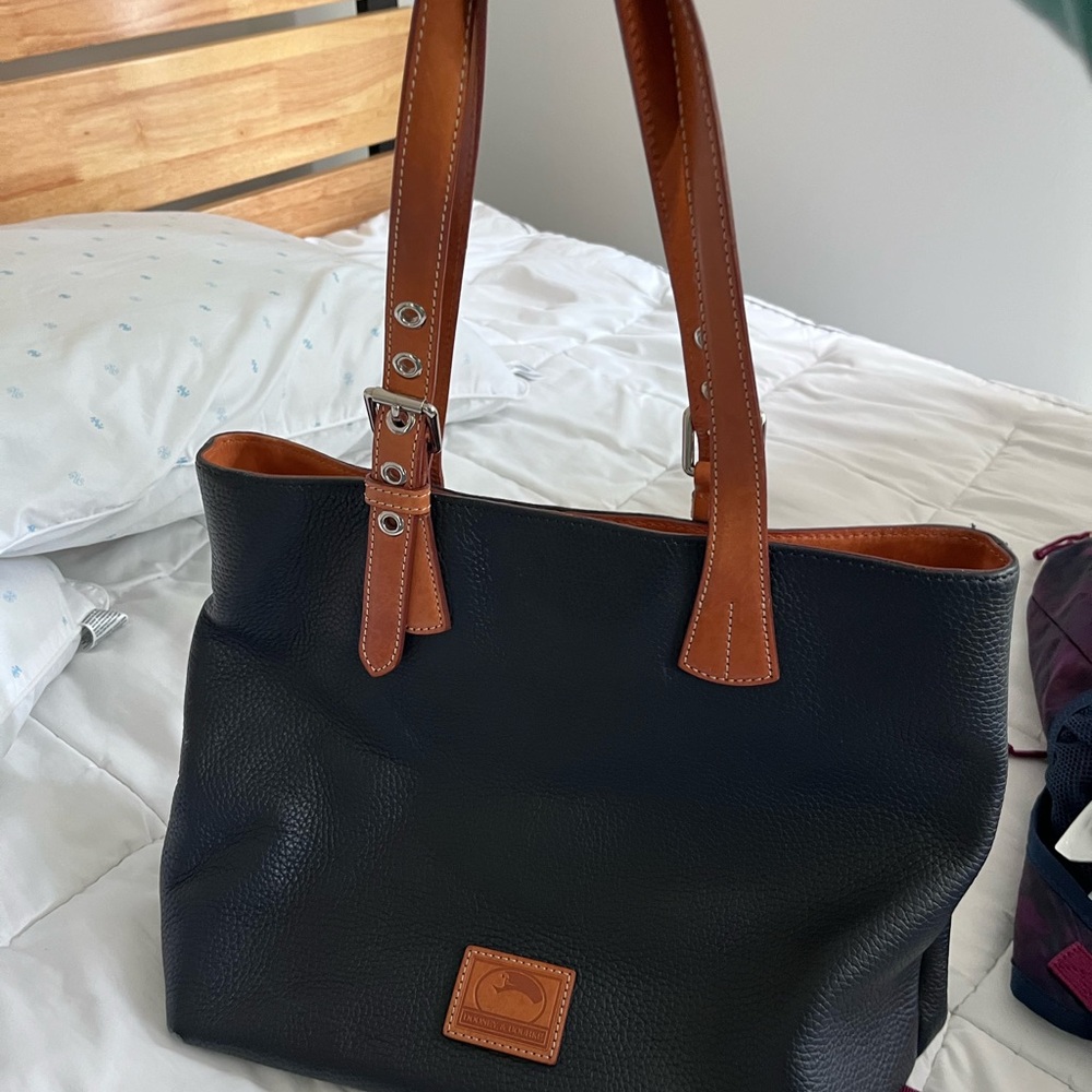 Navy and Tan Leather Tote Bag - Classic Everyday Carry
